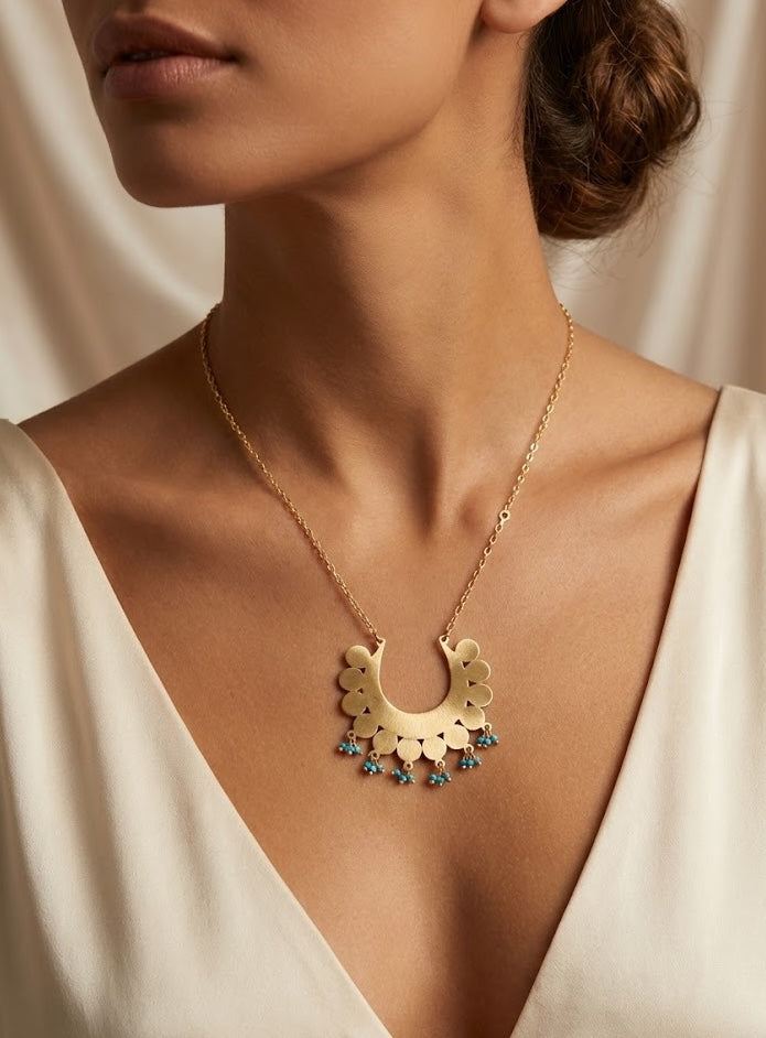 Maiden Necklace - Lightweight Brass with Natural Stones