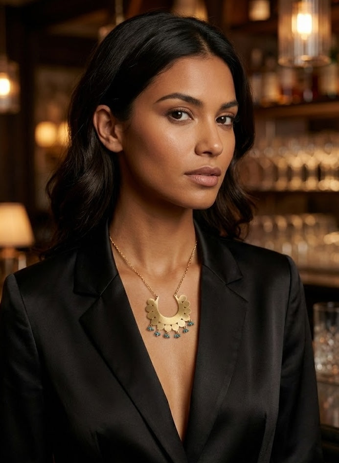 Maiden Necklace - Lightweight Brass with Natural Stones