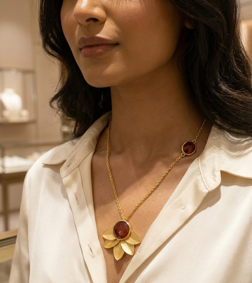 Nature Story Necklace - Handmade Brass with 22K Gold Plating