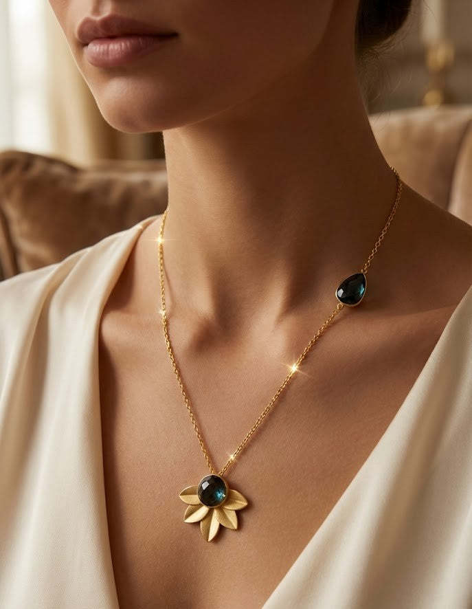 Nature Necklace - Brass with 22K Gold, 33mm x 37mm Pendant, 710mm Chain