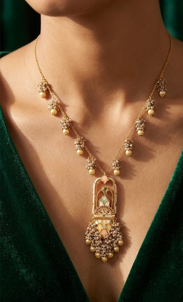 Jannat Necklace - Festive Brass Chandeliers with 22K Gold Plating
