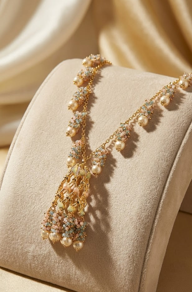 Jannat Necklace - Elegant Brass Chandeliers with 22K Gold Plating