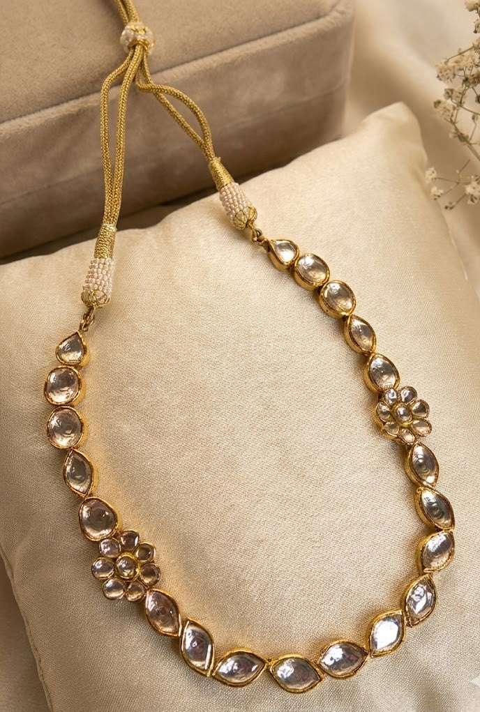 Falak Single Line Necklace with Polki Aesthetic