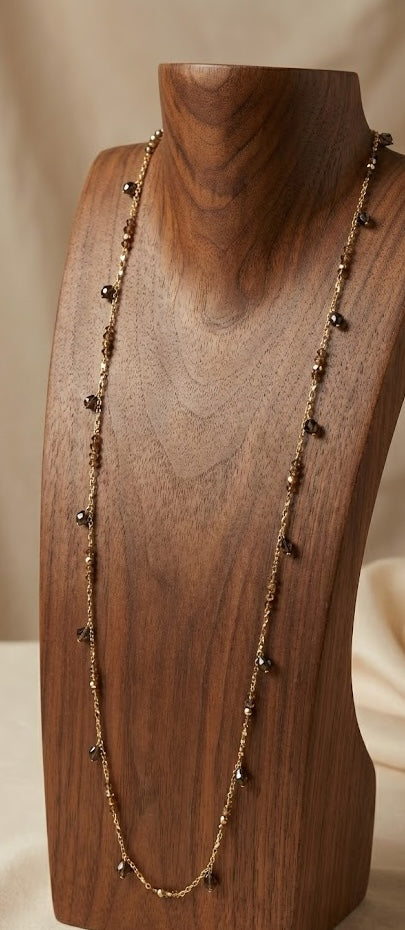 Mystic Tourmaline Charm Long Chain Necklace