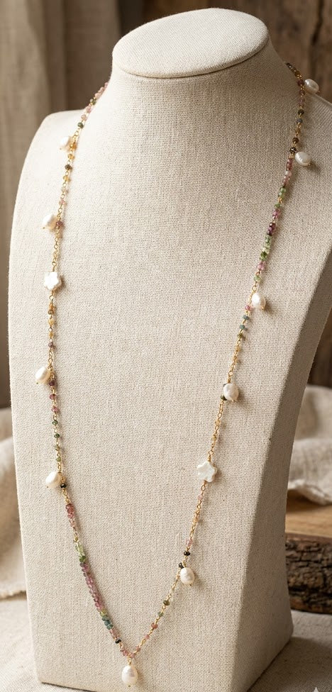 Opulent Tourmaline Baroque Long Chain Necklace