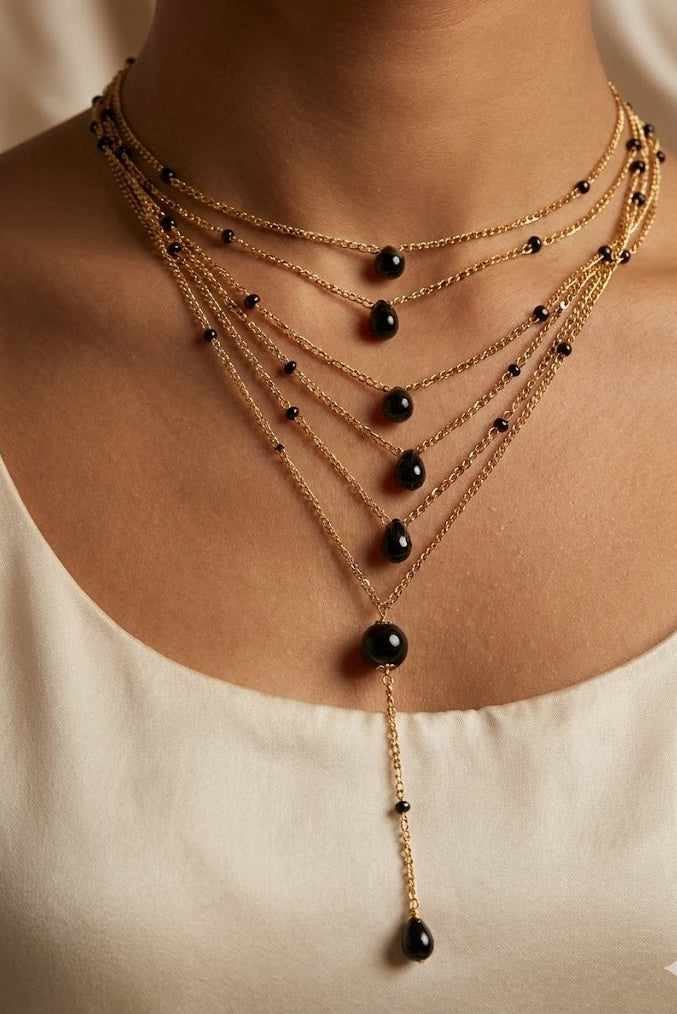 Midnight Onyx Grace Long Necklace