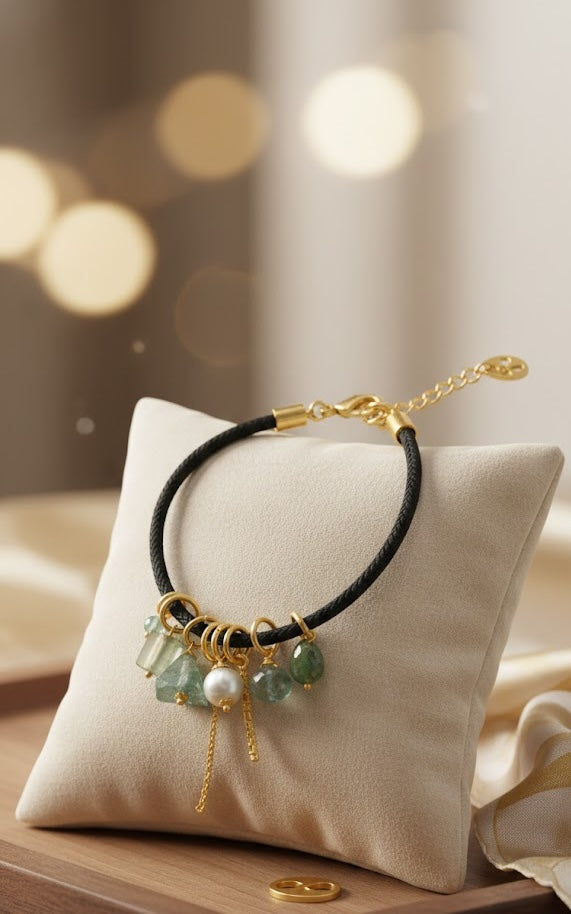 Love bracelet Tranquil Harmony in Aquamarine, Pearl, and Jade