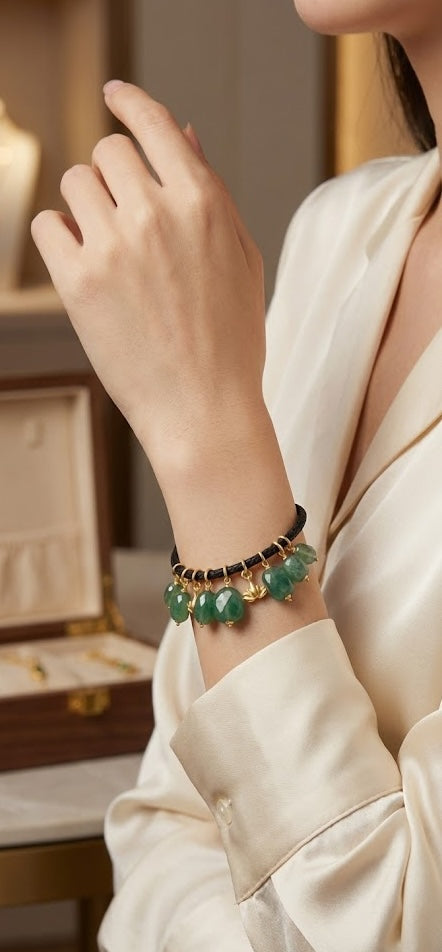 Love bracelet Harmony Stone  in Green Onyx and Jade 25mm