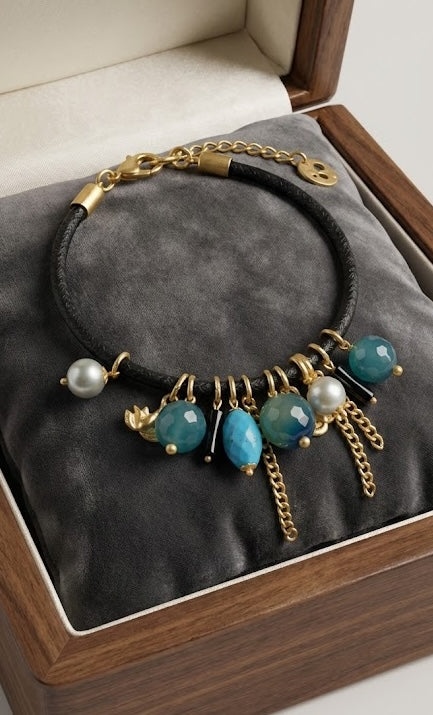 Love bracelet Ocean Whisper  in Turquoise and Pearl 34mm