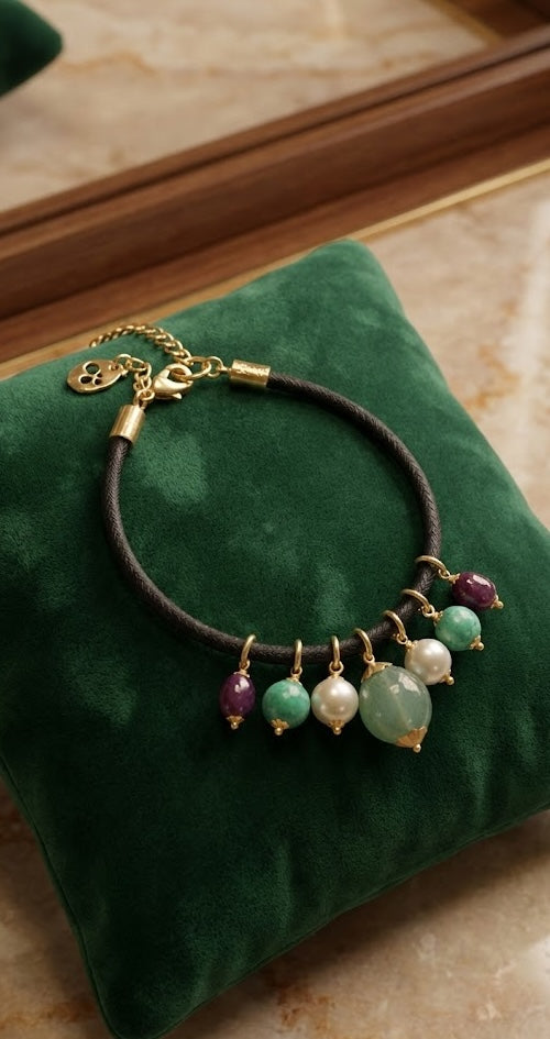 Love bracelet Regal Symphony in Onyx, Pearl, and Ruby