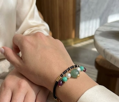 Love bracelet Regal Symphony in Onyx, Pearl, and Ruby