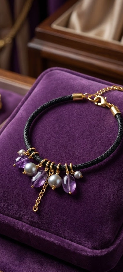 Love bracelet Royal Harmony in Amethyst and Pearl 33mm