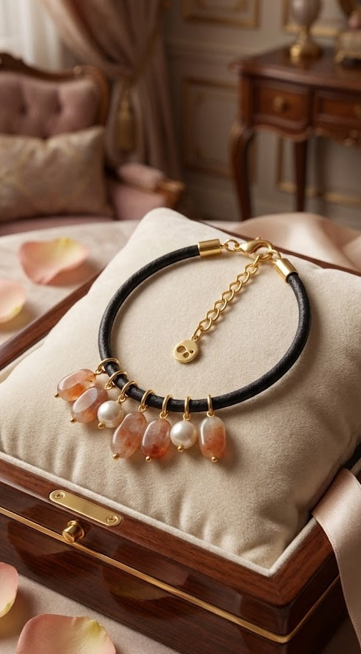 Love bracelet Midnight Elegance in Onyx and Pearl