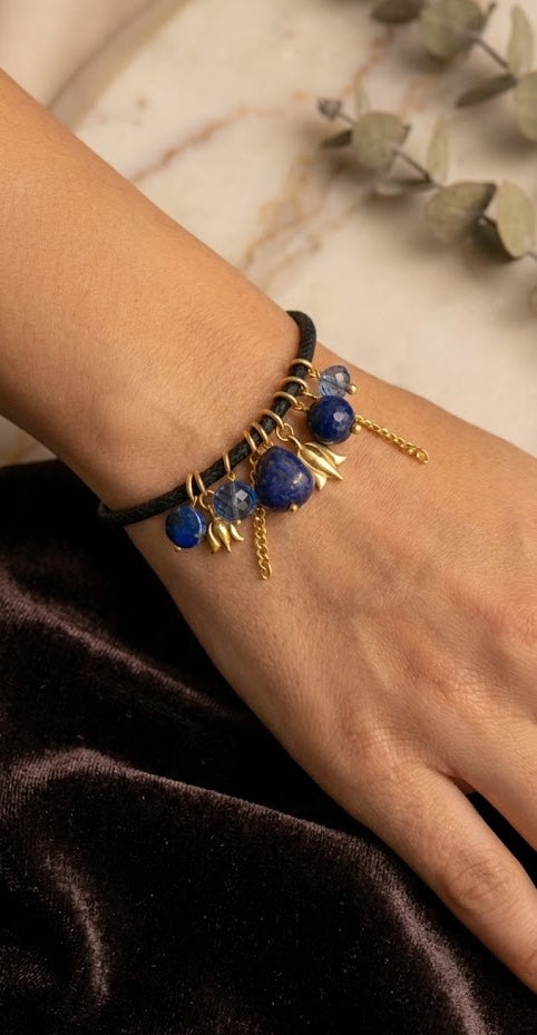 Love bracelet Celestial Radiance in Lapis Lazuli and CZ 34mm