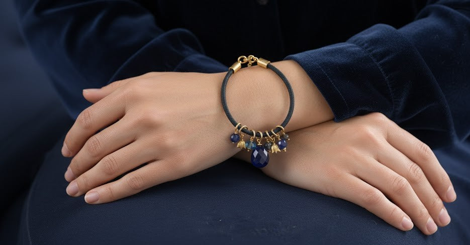 Rakhi Radiance Necklace in Lapis and Aquamarine