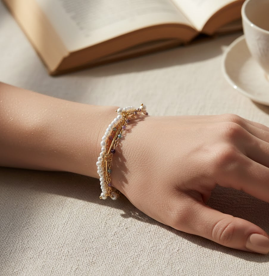 Handcrafted Tourmaline Bracelet with 18K Gold Plating