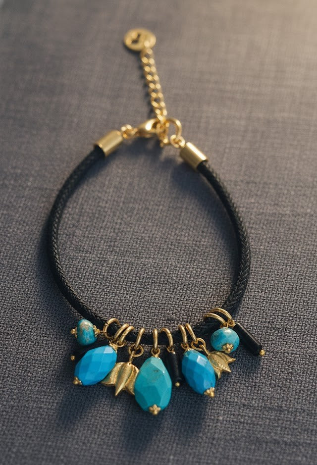 Rakhi Midnight Sky Necklace in Turquoise and Black Onyx 25mm
