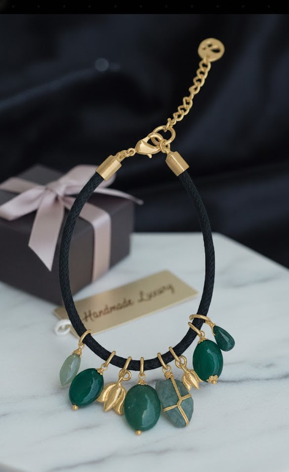 Love bracelet Emerald Harmony  in Green Onyx and Jade 25mm