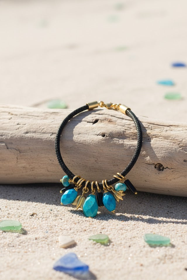 Rakhi Midnight Sky Necklace in Turquoise and Black Onyx 25mm