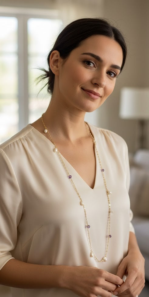 Mystic Amethyst Serenity Long Chain Necklace