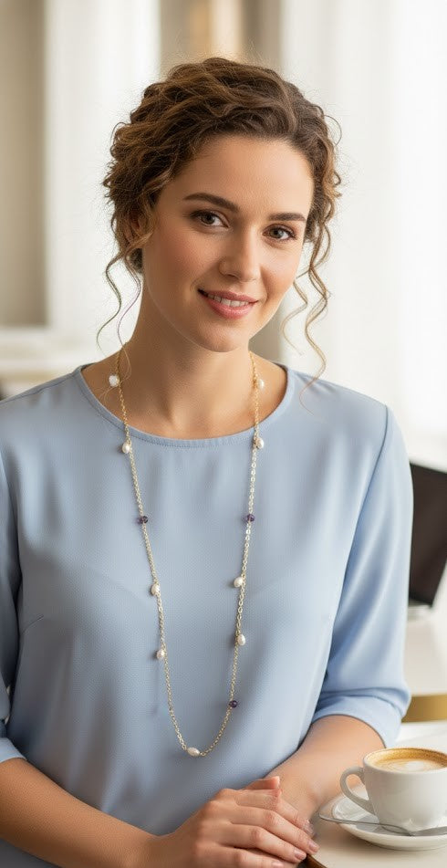 Mystic Amethyst Serenity Long Chain Necklace