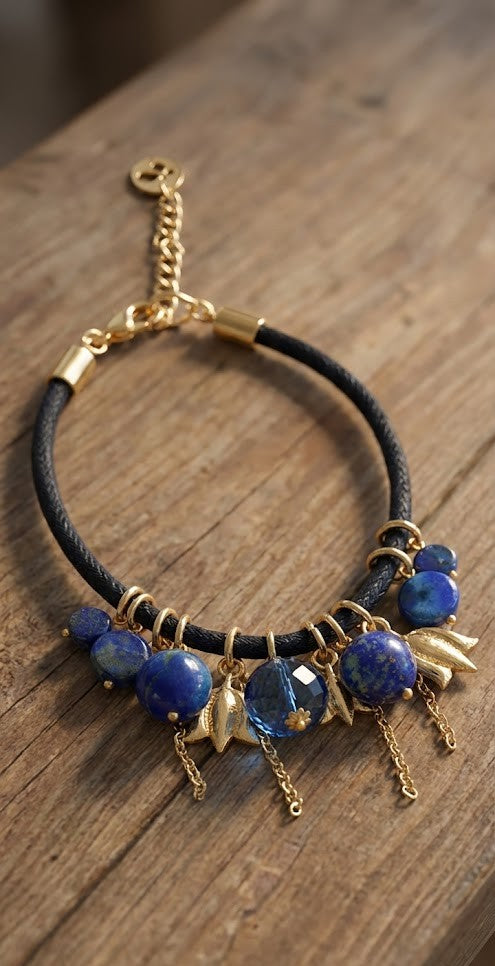 Love bracelet Royal Azure in Lapis Lazuli and CZ 33mm