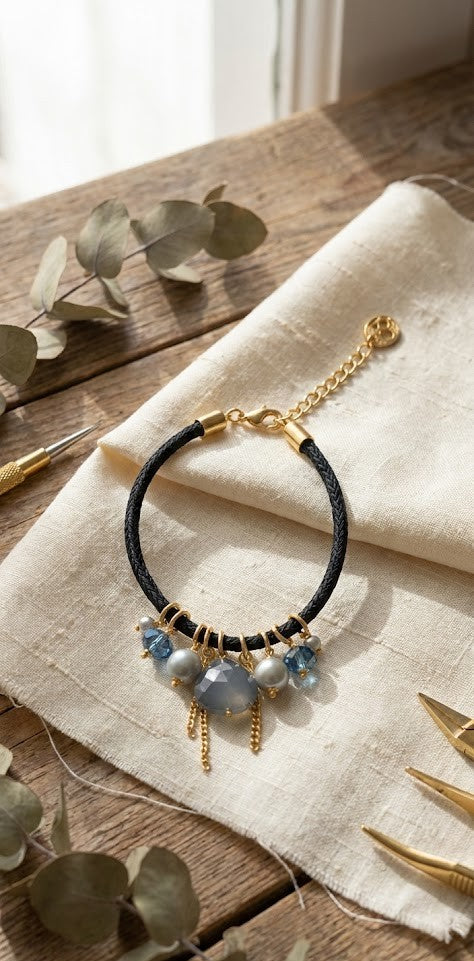 Love bracelet Celestial Glow  in Chalcedony and Pearl 36mm