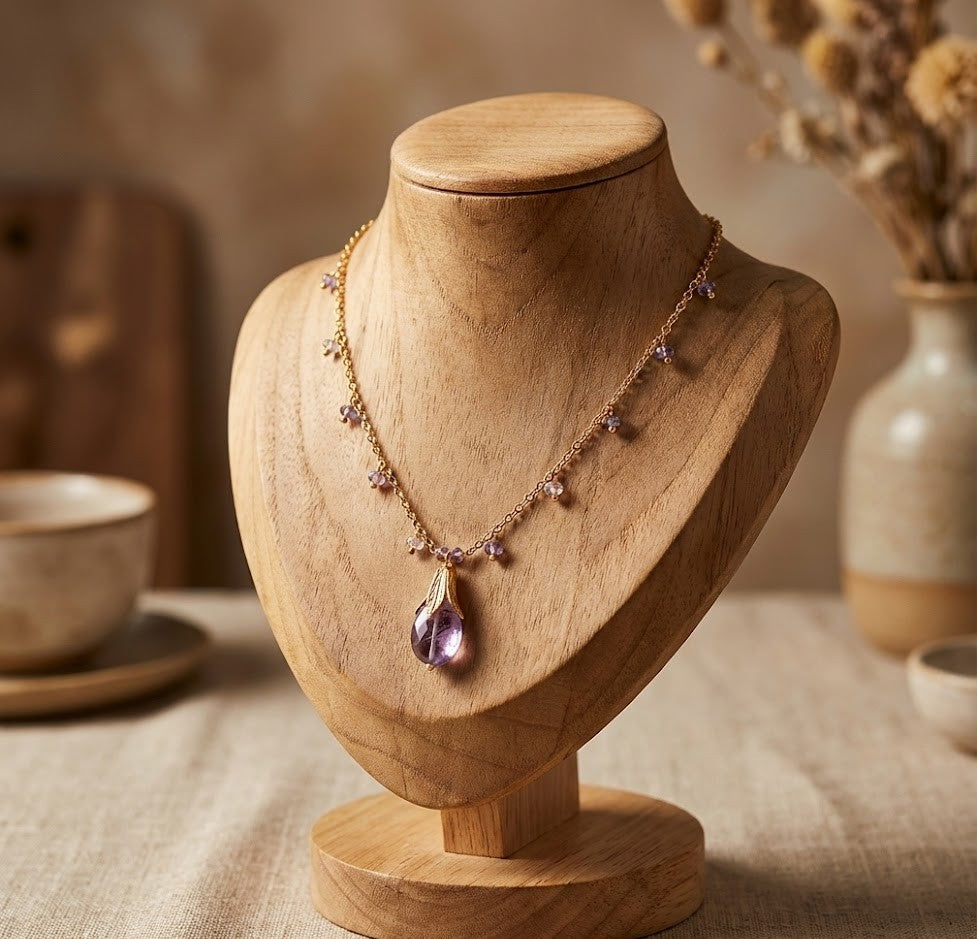 Fine One Necklace: Handcrafted Tourmaline with 18K Gold Plating