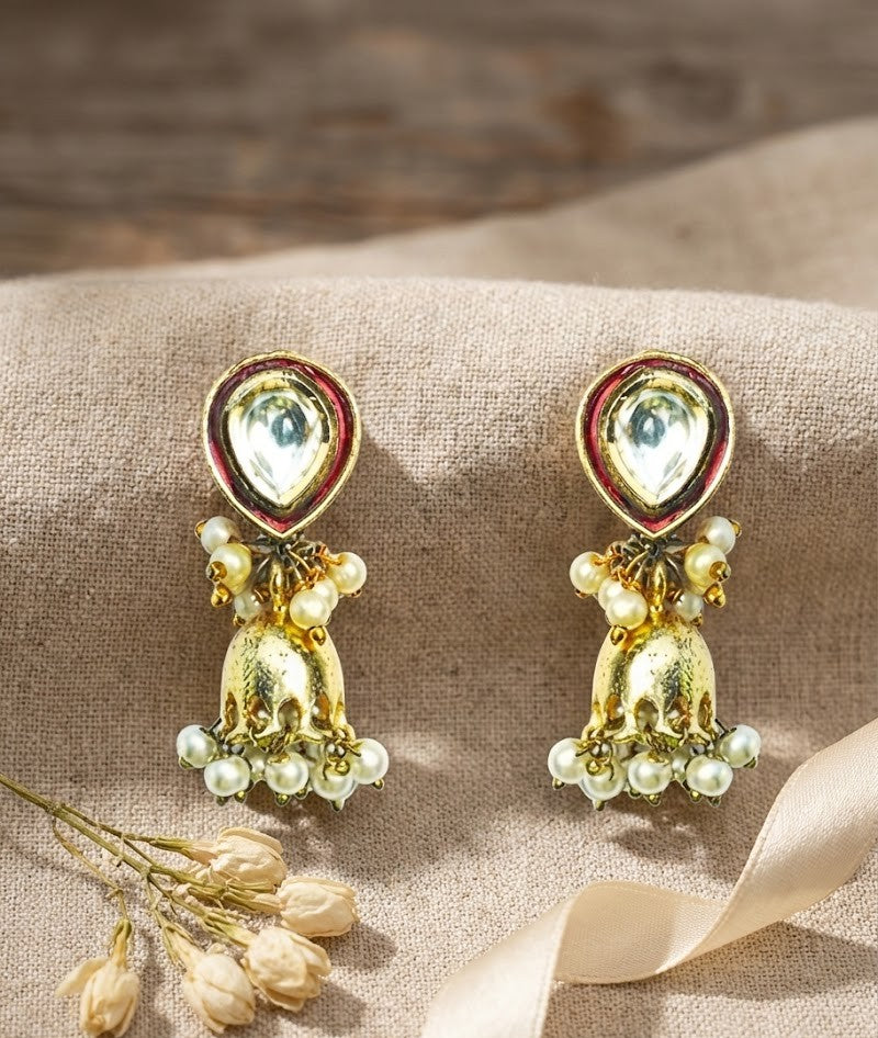 Petite NOOR Earrings – 35mm Height, Featuring a Delicate 18K Gold-Plated Handmade Design