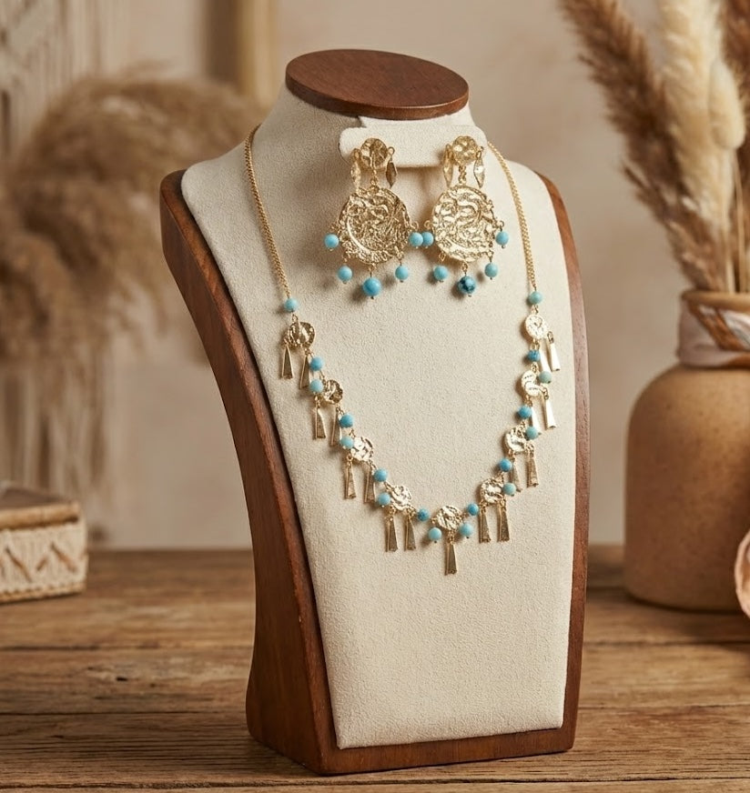 Celestial Turquoise Grace Long Necklace - Exquisite Turquoise and Timeless Design