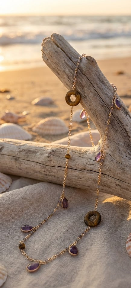 Mystic Gemstone Long Chain Necklace