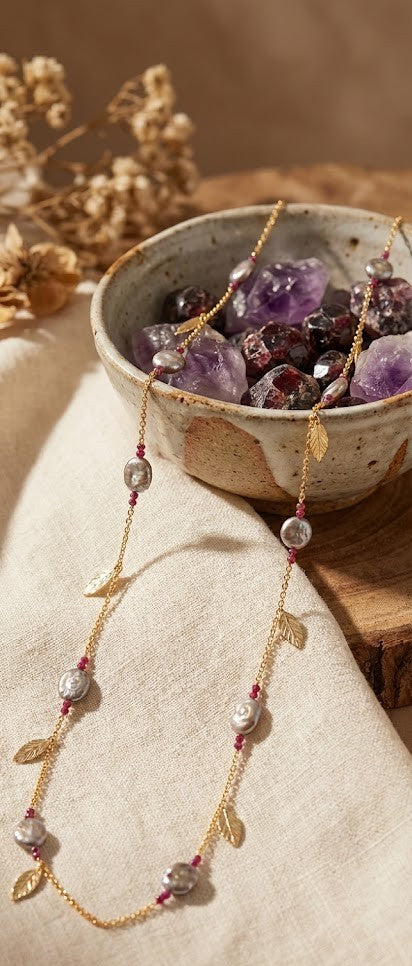 Majestic Coin Radiance Long Chain Necklace With Exquisite Coin Pearls and Rodoilte Gemstones