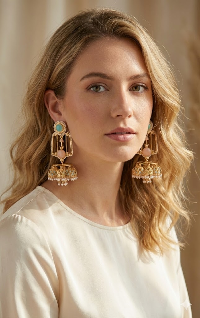 Elegant Jannat Earrings – Handmade with a Luxe 22K Gold Finish