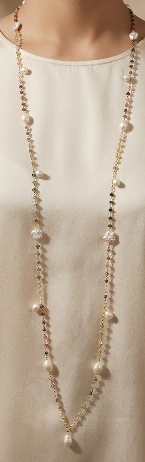 Eclipse Ruby Onyx Long Necklace