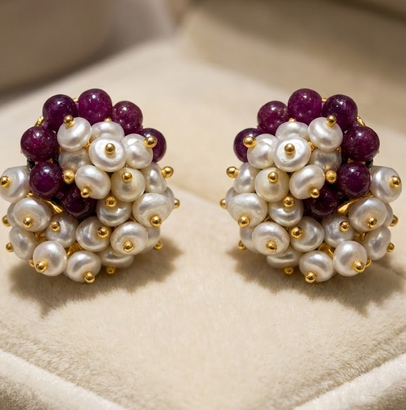 Everyday Radiance: Lightweight Ethical Gold-Plated Earrings with Natural Stones