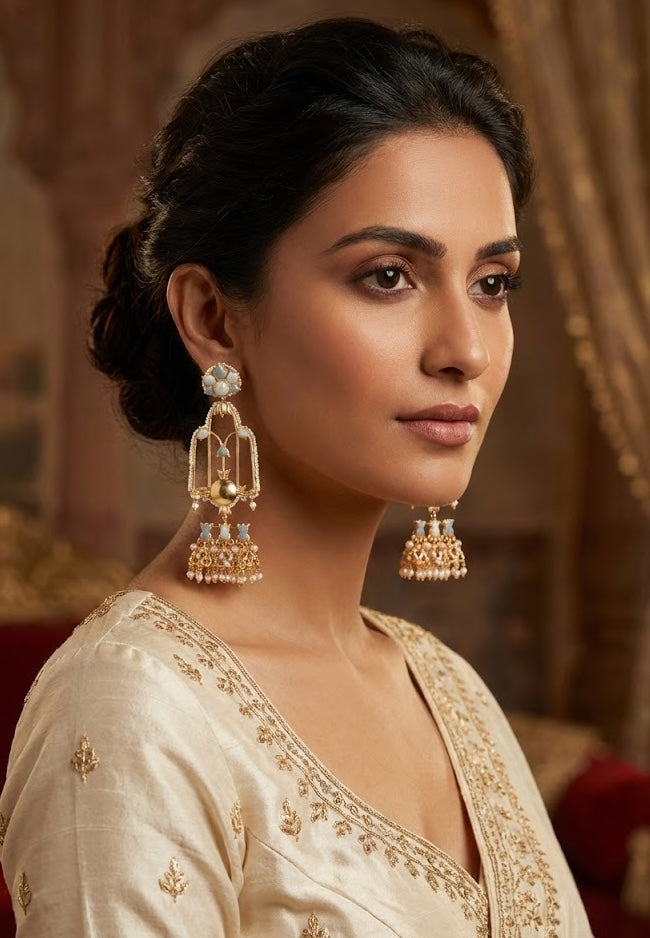 Premium Handmade Jannat Earrings – 22K Gold-Plated Statement