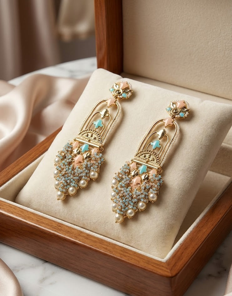 Timeless Handmade Jannat Earrings with 22K Gold-Plated Details