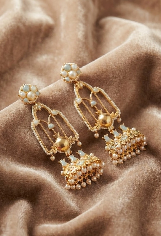 Premium Handmade Jannat Earrings – 22K Gold-Plated Statement
