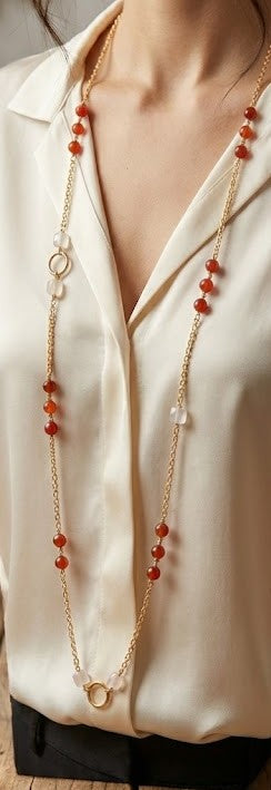 Eternal Coral Charm Long Necklace