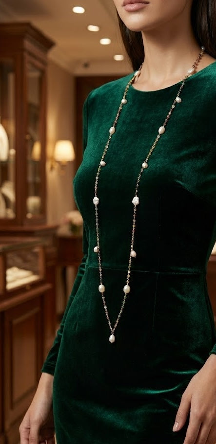 Eclipse Ruby Onyx Long Necklace