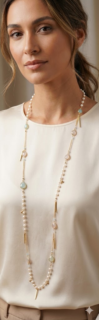 Opulent Pearl Harmony Long Chain Necklace