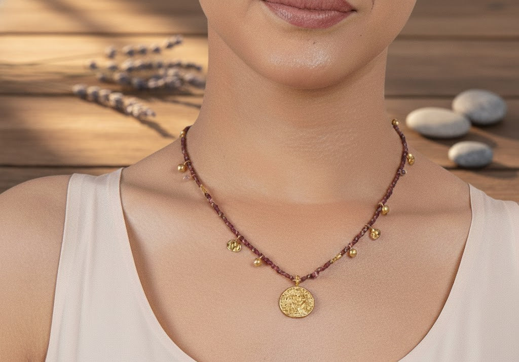 Eternal Garnet Grace Long Chain Necklace