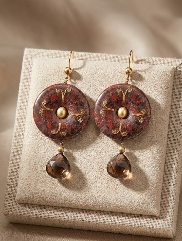 Handmade Drop Earrings – 70mm Long, 18K Gold-Plated Finish