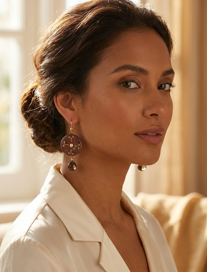 Handmade Drop Earrings – 70mm Long, 18K Gold-Plated Finish