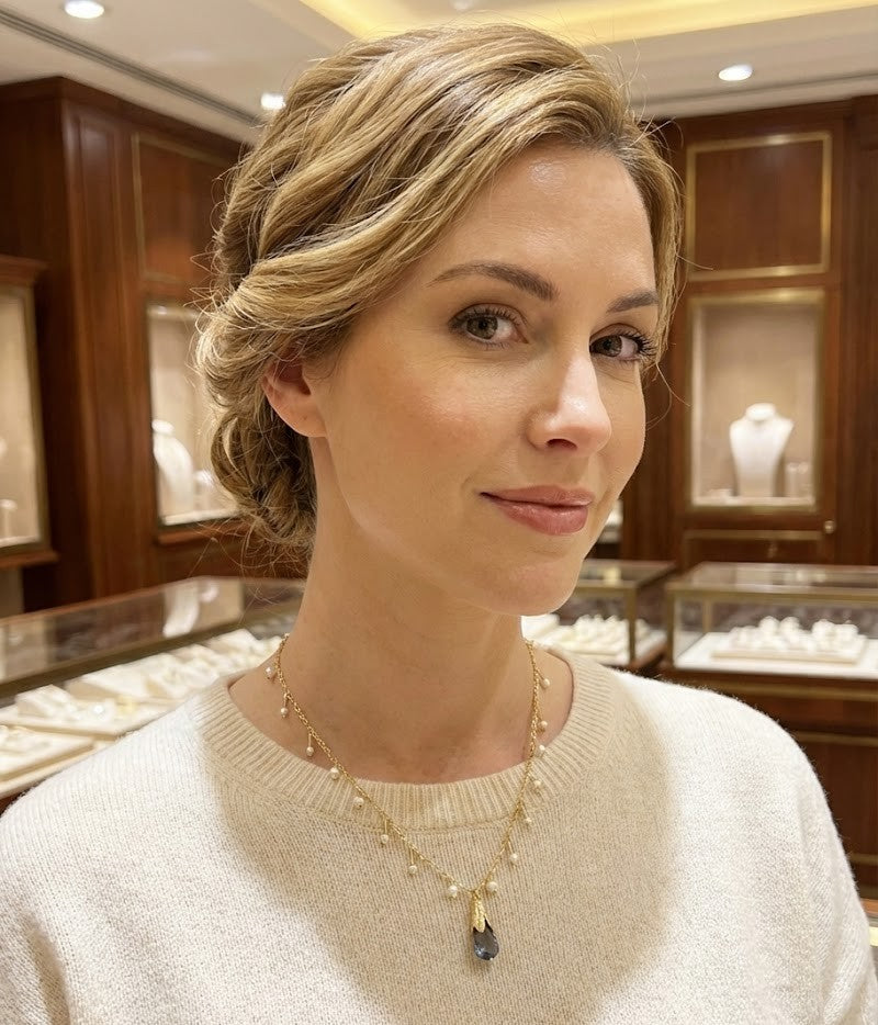 Fine One Necklace: Labradorite in 18K Gold-Plated Brass