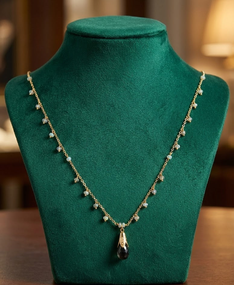 Fine One Necklace with Brass, Natural Stones and 18K Gold Plate