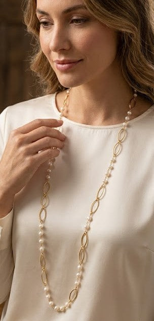 Pearl Serenity Grace Long Chain Necklace