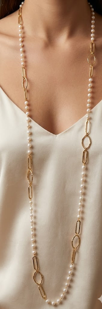 Elegant Pearl Serenity Long Necklace