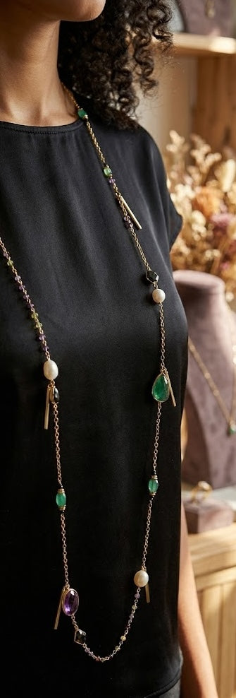 Majestic Pearl Radiance Long Chain Necklace