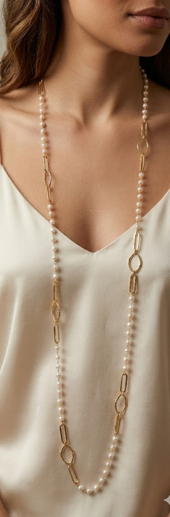 Elegant Pearl Serenity Long Necklace